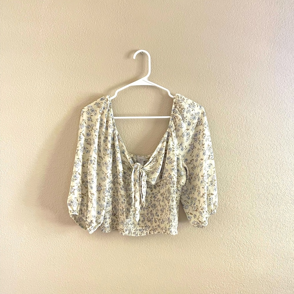 Cream floral blouse